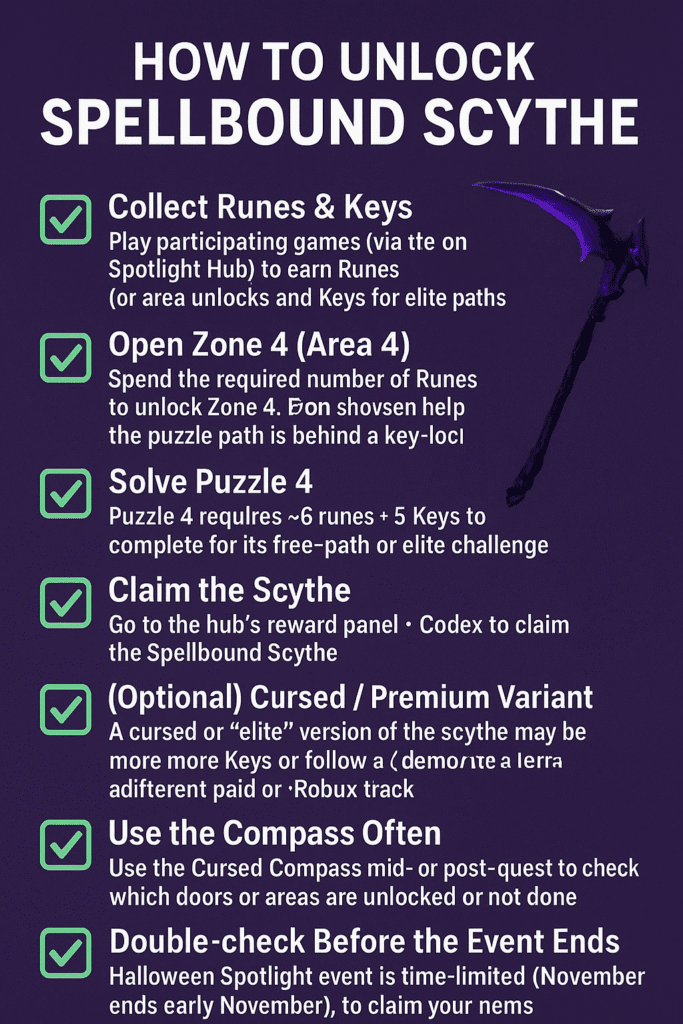 How to get the Spellbound SCYTHE in the HALLOWEEN SPOTLIGHT HUB