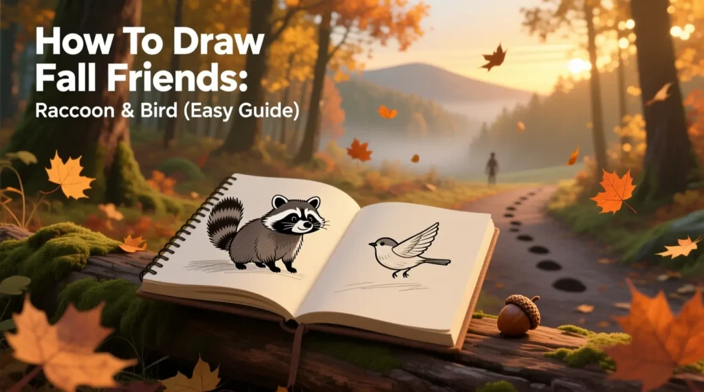 How To Draw Fall Friends: Raccoon & Bird (Easy Guide)