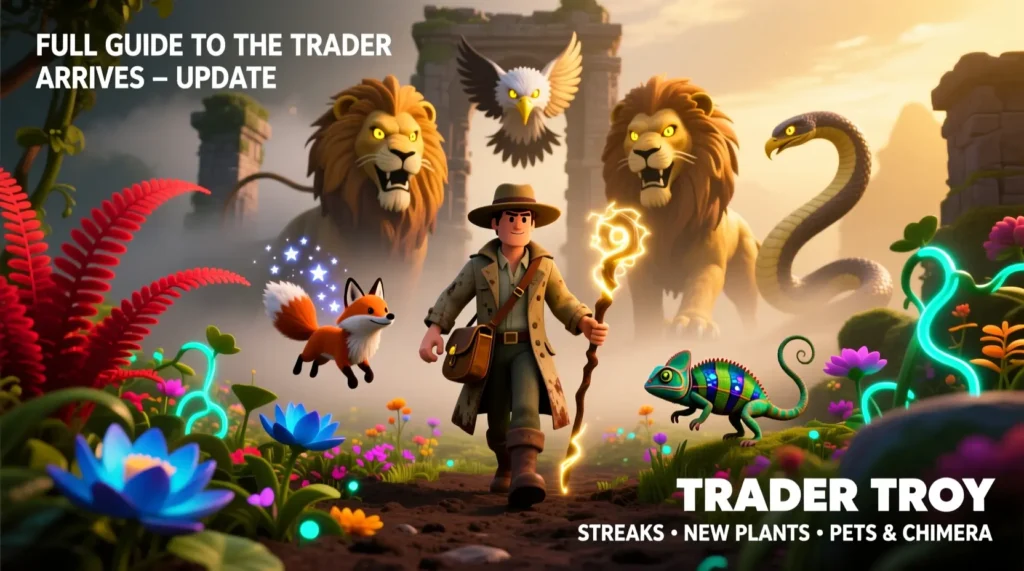 Full Guide to the Trader Arrives UPDATE in Grow a Garden Roblox – Trader Troy Streaks, New Plants, Pets & Chimera