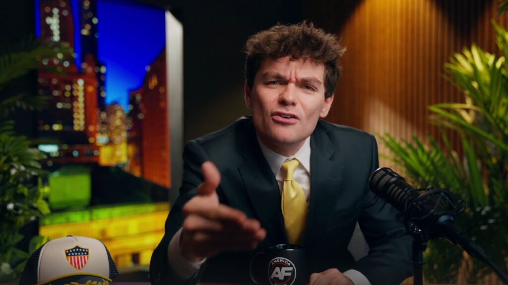 Nick Fuentes considers light skinned people to be the best aesthetically (Image via Rumble/@nickjfuentes)