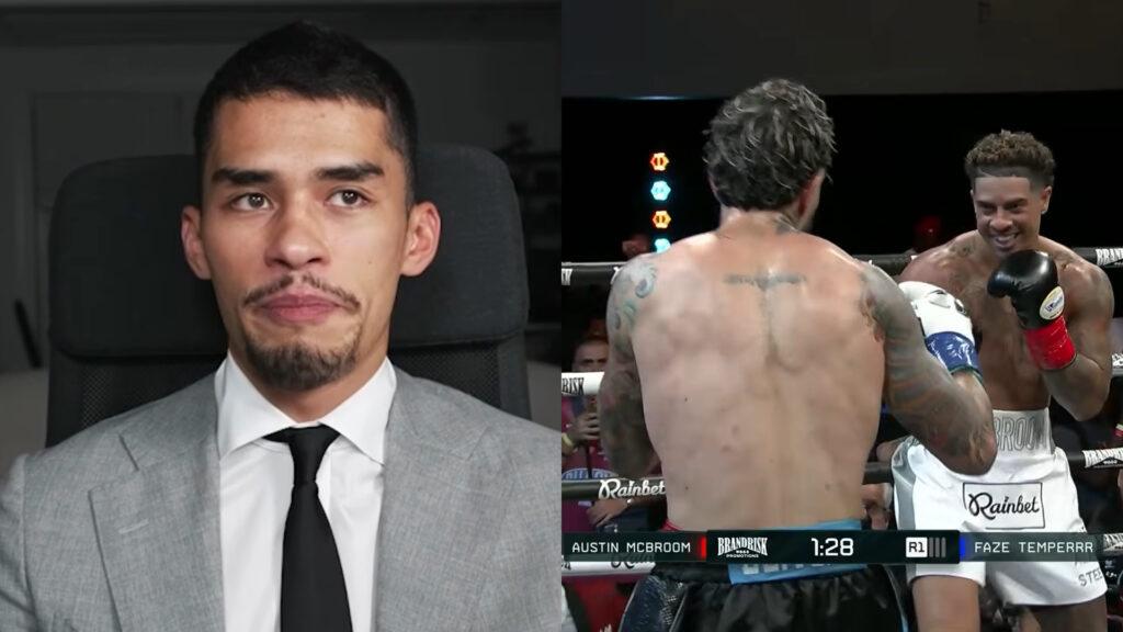 Sneako reacts to Austin McBroom knocking out FaZe Temperrr (Image via SNEAKO LIVE, Adin Live_YouTube)