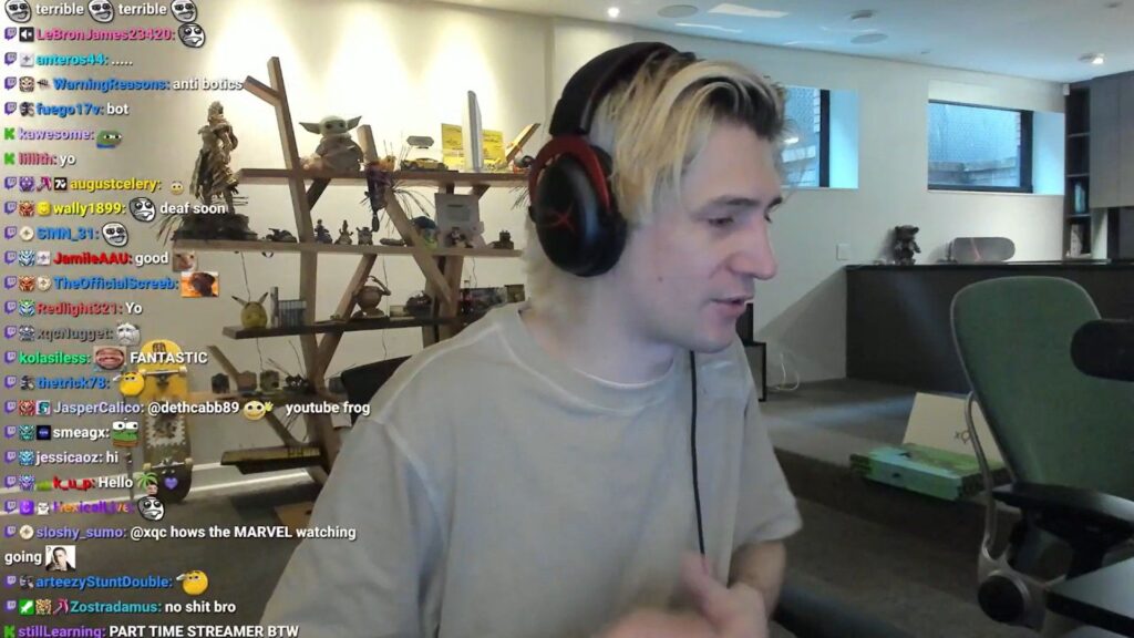 The streamer shared his thoughts about the Avengers on stream (Image via Kick/xQc)