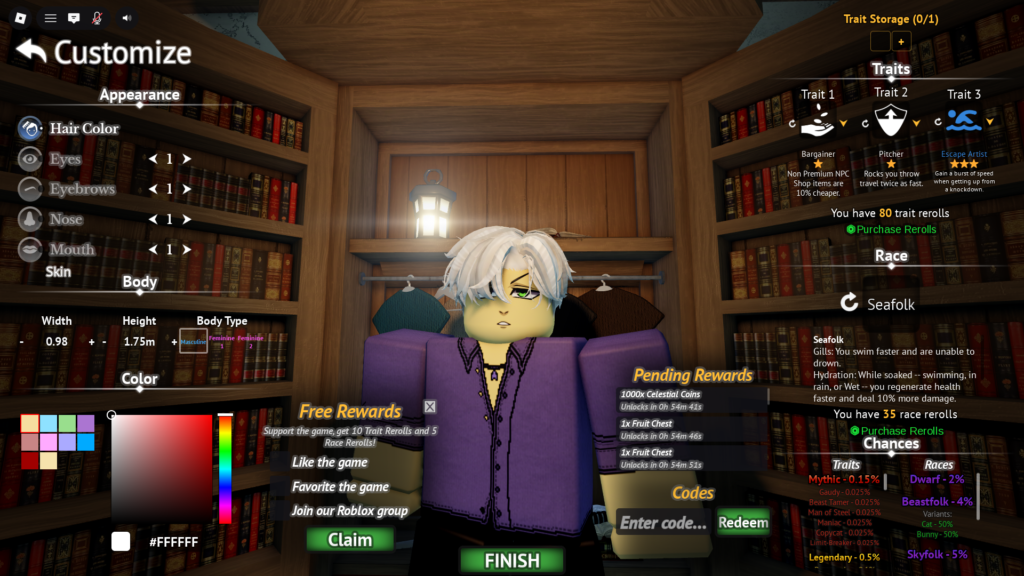 All Races in Grand Blue (Image via Roblox Corporation)