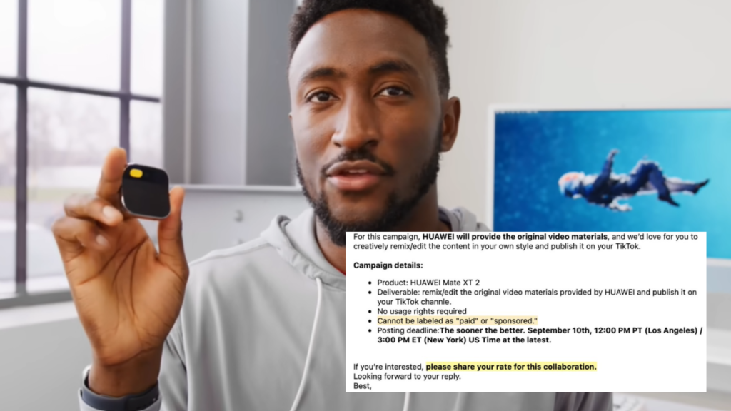 Creators claim HUAWEI Mate XT2 campaign mail asks not to mention "paid or sponsored", HUAWEI denies having sent any