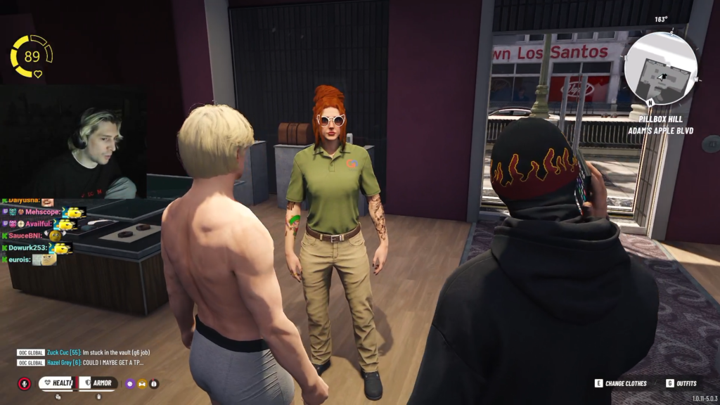 A misinput and no clothes (Source: Twitch/xQc)