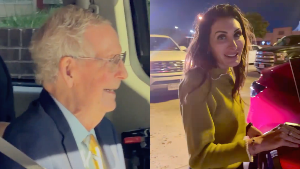 Laura Loomer comments on Mitch McConnell's viral public appearance (Image via X/@hicharliecotton and @LauraLoomer)
