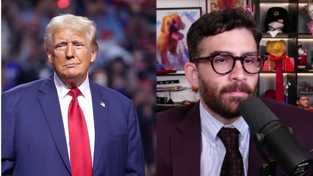 Donald Trump calls Hasan Piker a "terrible liability" (Image via commons.wikimedia.org and Twitch/@hasanabi)