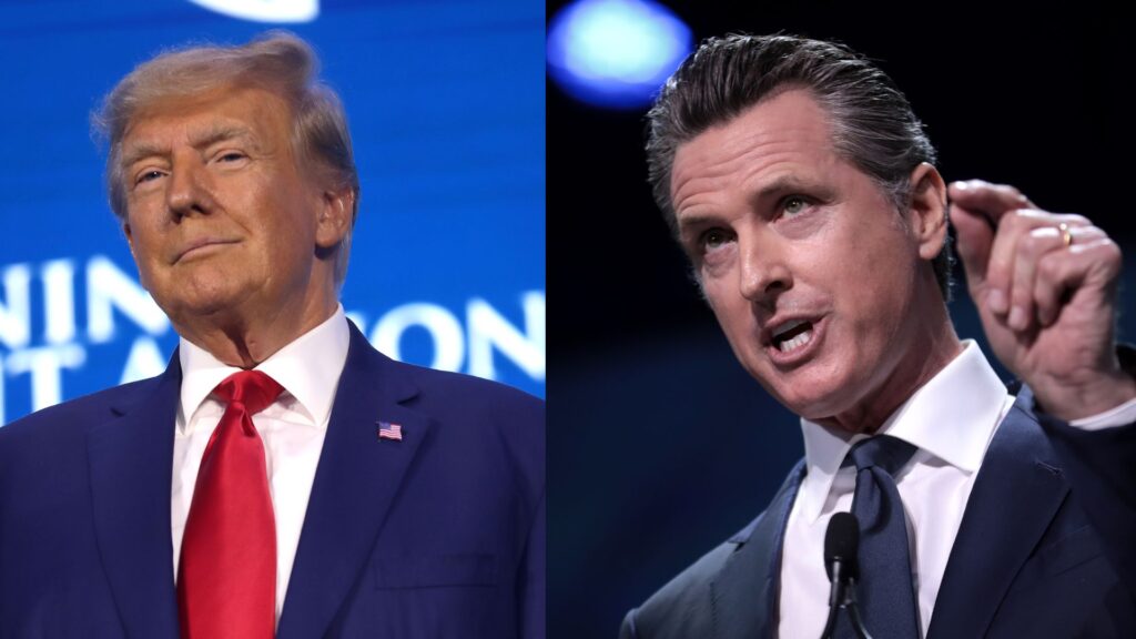 Gavin Newsom reacts to Donald Trump (Images via commons.wikimedia.org )