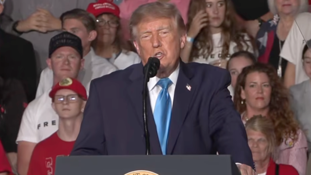 Donald Trump during his Midterm Rally in Nebraska (Image via YouTube/@Republicans)