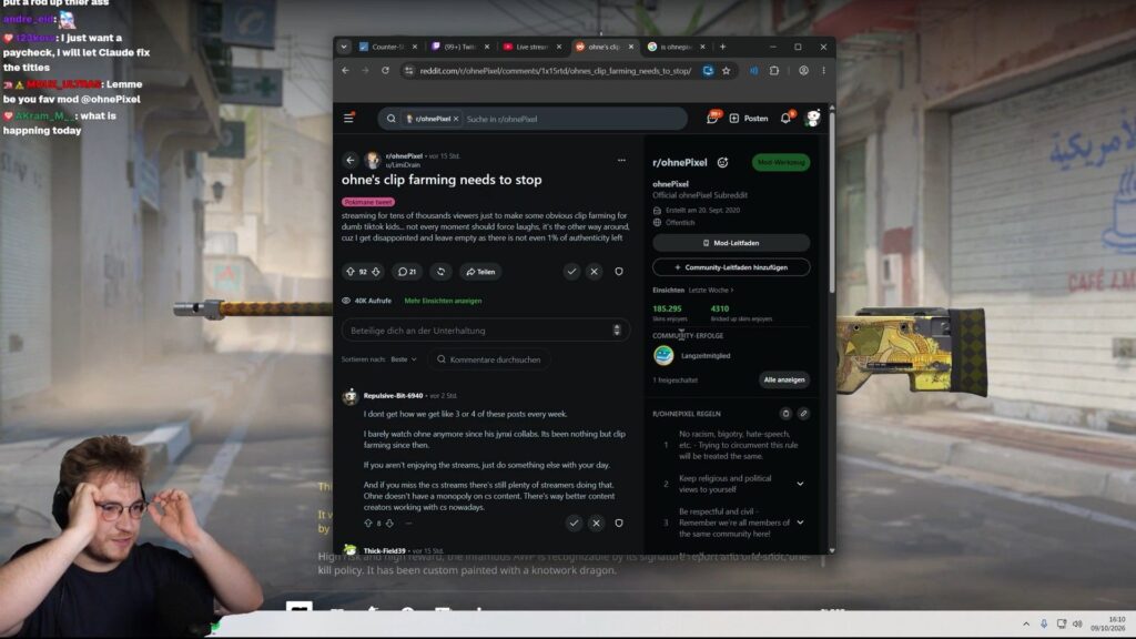 The streamer was caught off guard (Image via Twitch/ohnePixel)