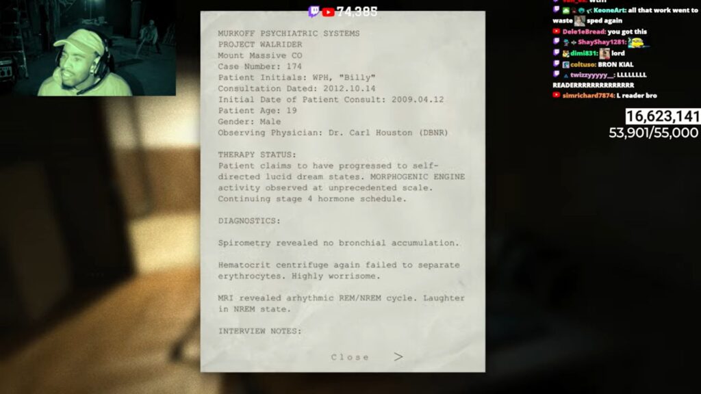 The streamer was psyched to play Outlast (Image via YouTube/Kai Cenat Live)