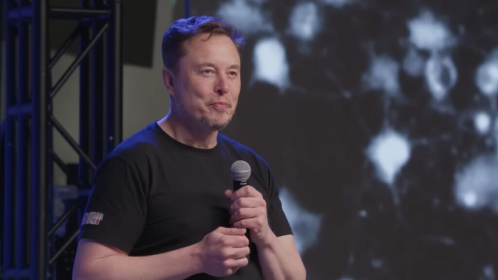 Elon Musk talks about the France protests (Image via YouTube/@neuralink)