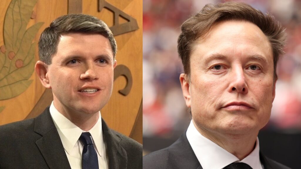 Elon Musk reacts to James Talarico (Image via Wikimedia Commons / Antonioaesparza and Gage Skidmore)