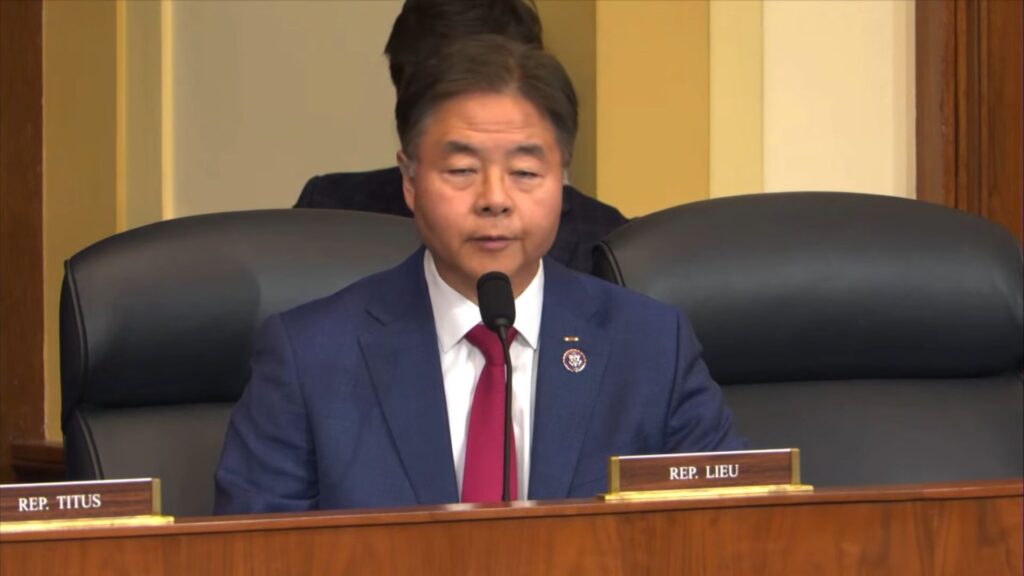 The representative in a recent video (Image via YouTube/Rep. Ted Lieu)